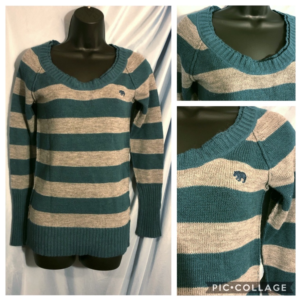 Energie Exposed-Seam Striped Crew Neck Sweater